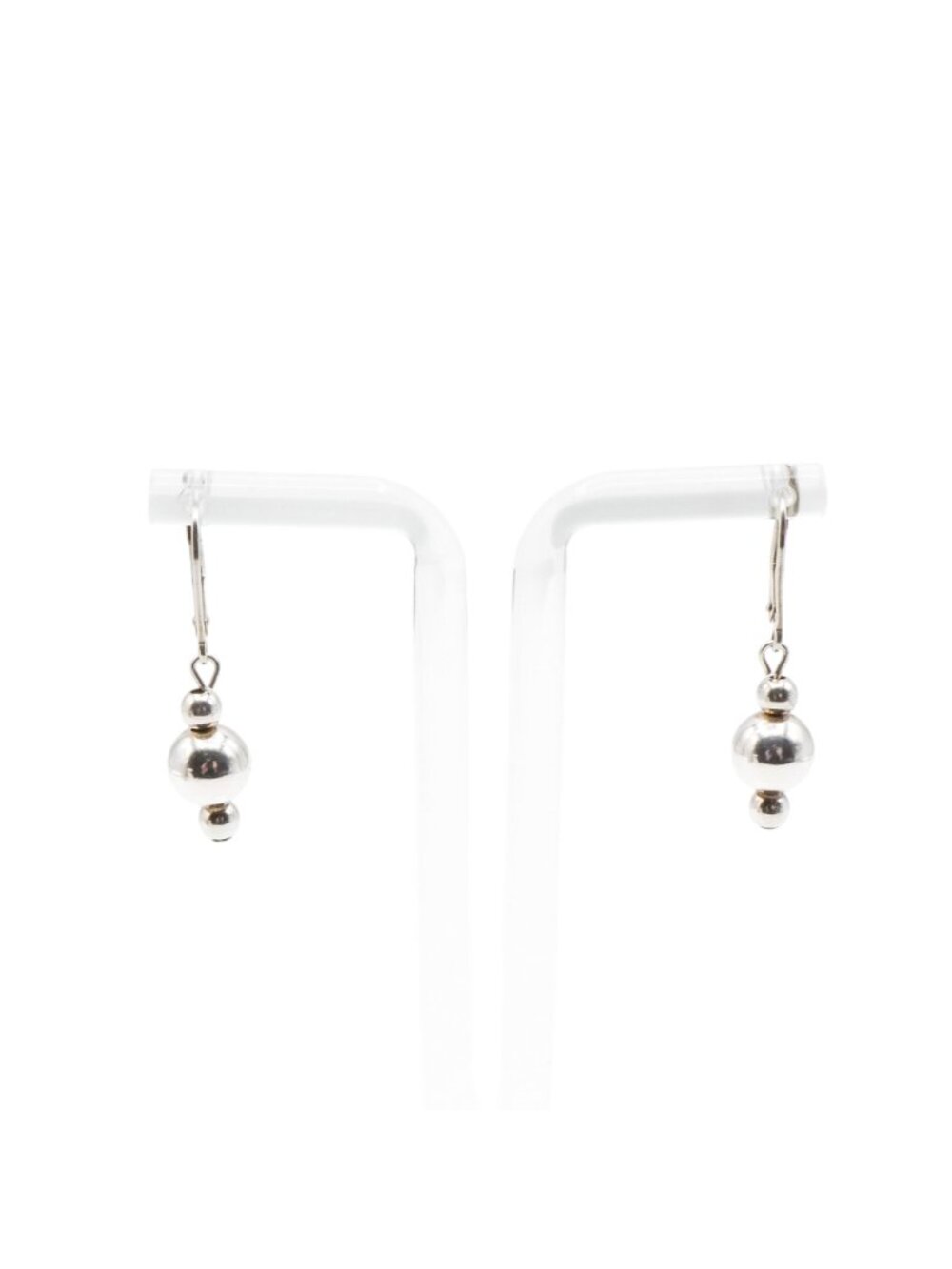 Sterling Silver Ball Drop Earrings Polished Bead Dangle Leverback 1.25 Inch